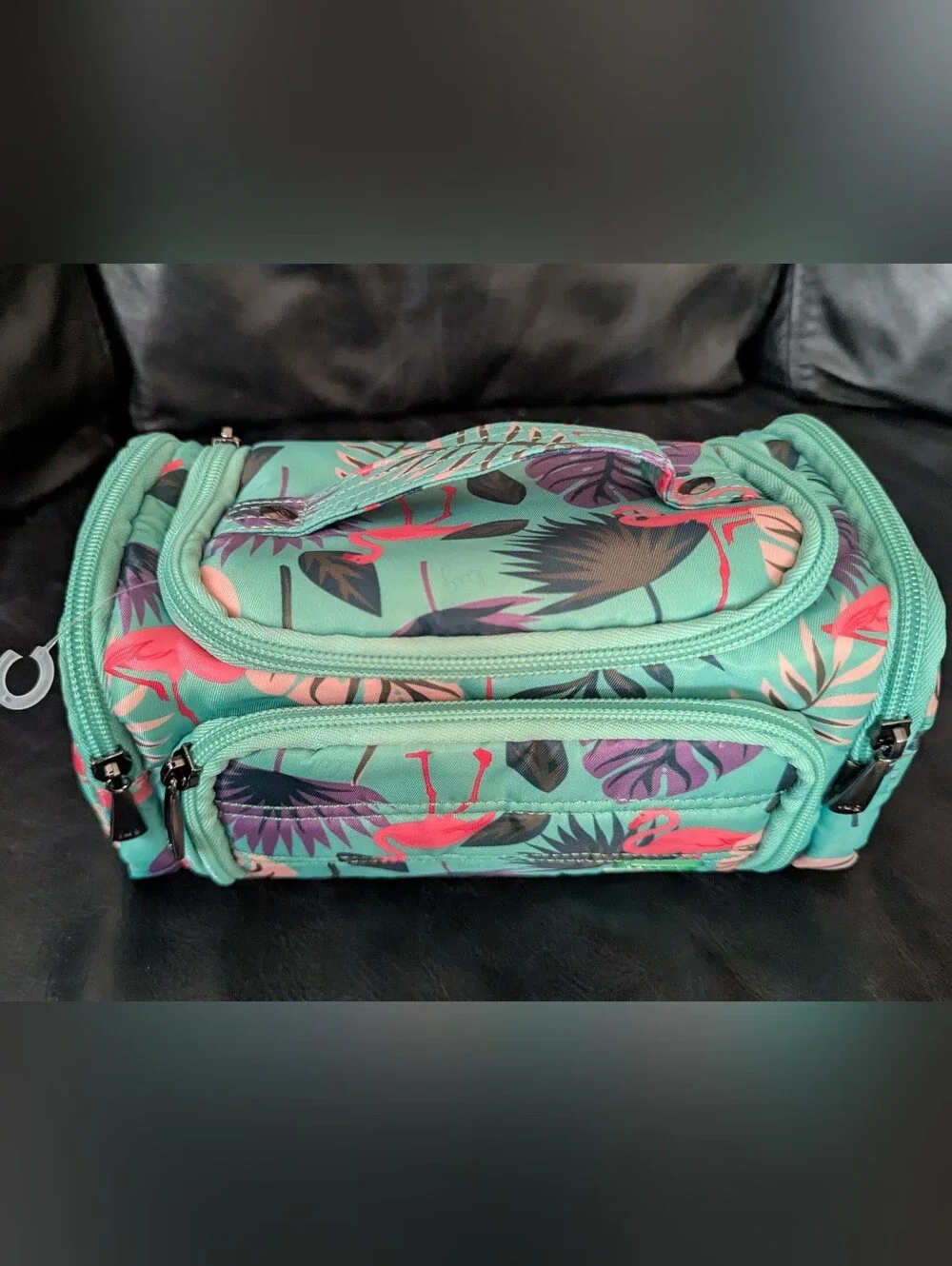 Lug Mini Trolley Makeup Cosmetic Case Bag Flamingo Palm Leaves